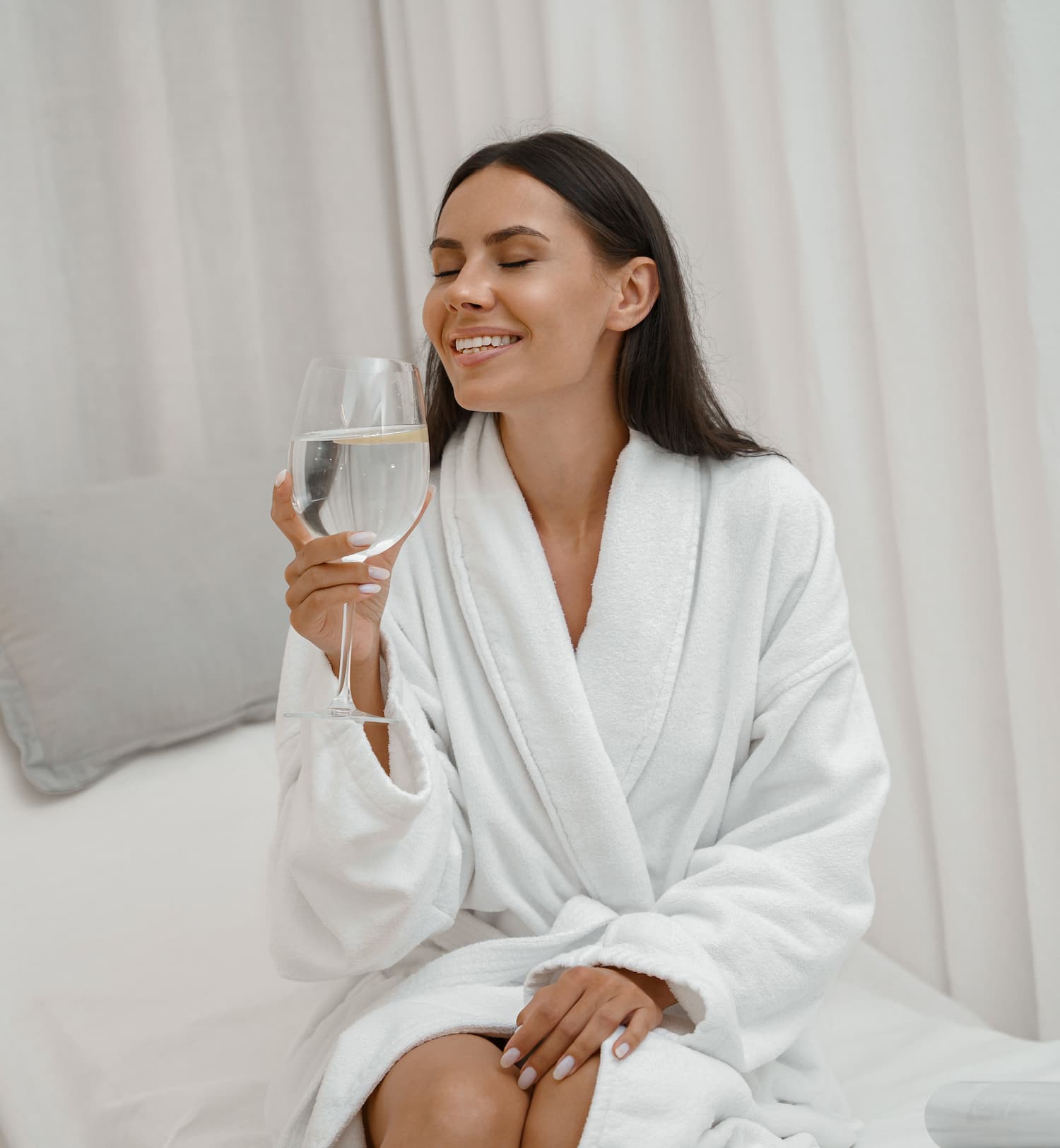 Woman in bathrobe